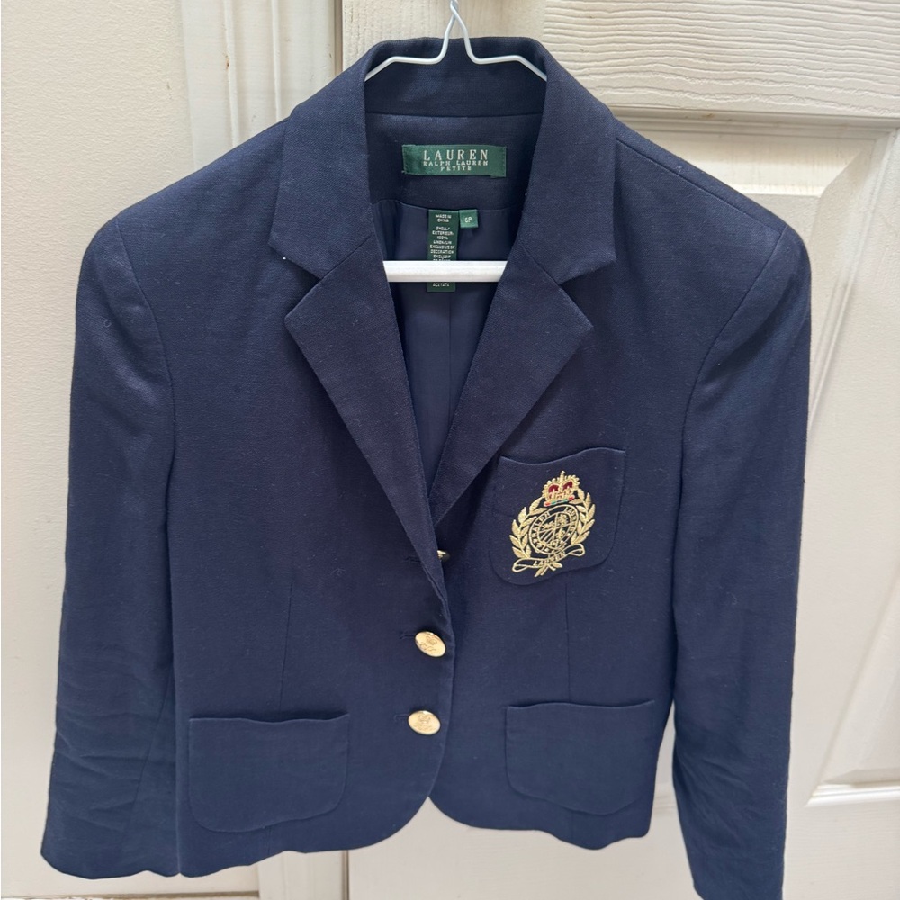 Lauren Ralph Lauren Navy Blazer with Gold Crest & Buttons